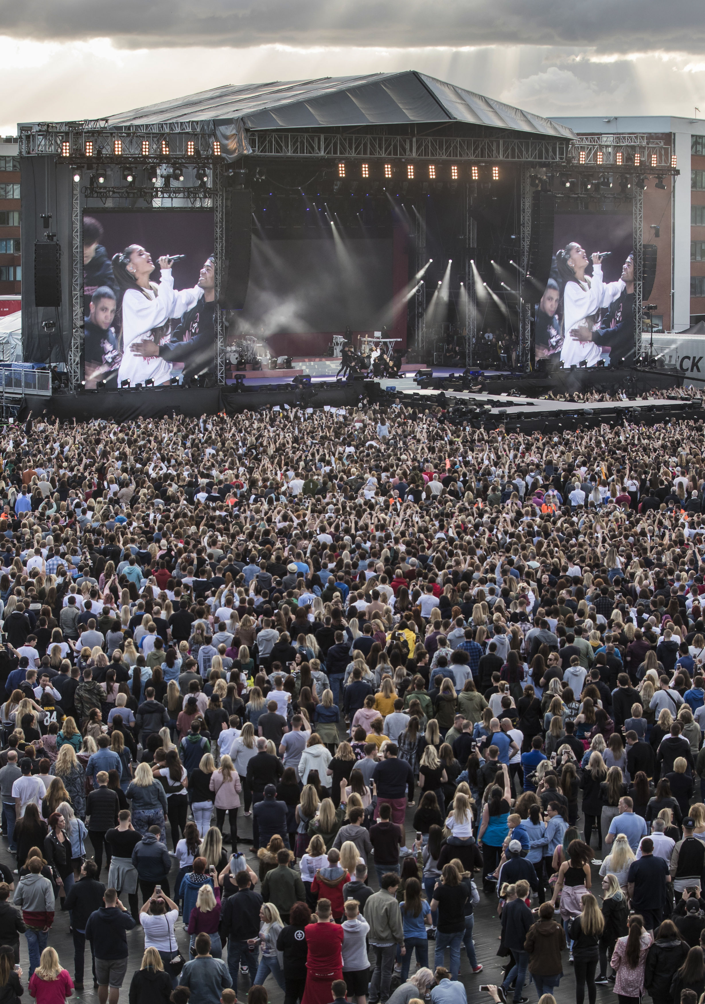 Ariana Grande live during One Love Manchester