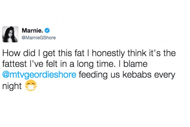 Deleted Marnie Simpson fat tweet
