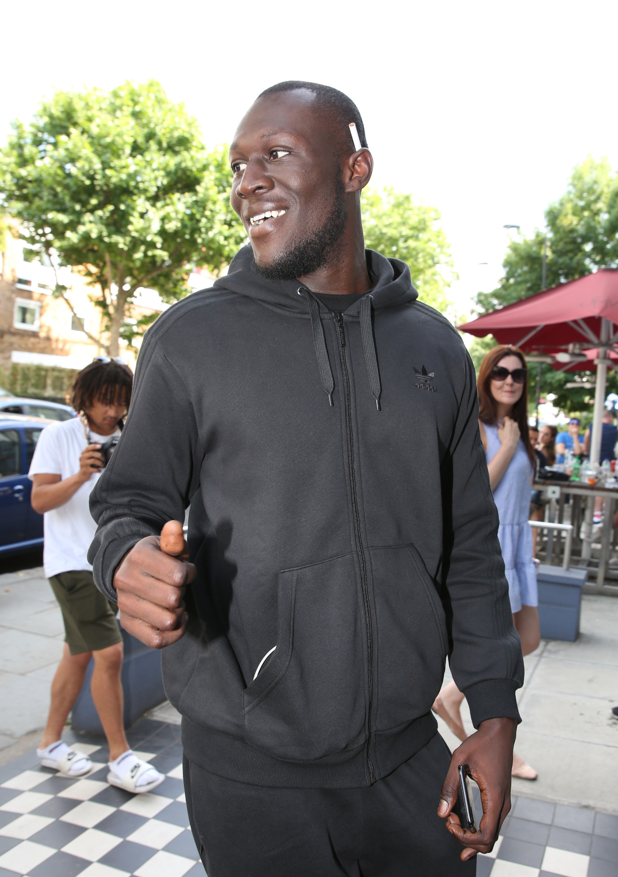 Stormzy arriving to record the Grenfell Tower char