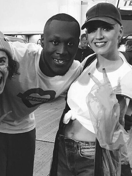 Stormzy and Katy Perry hang out backstage at Glast
