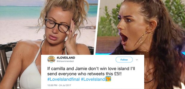 Love Island £5 tweet