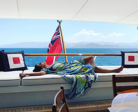 Kris Jenner relaxes on luxury yacht
