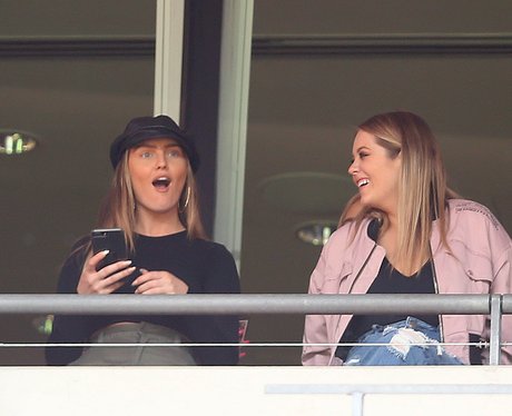 Perrie Edwards cheers on Alex Oxlade-Chamberlain a