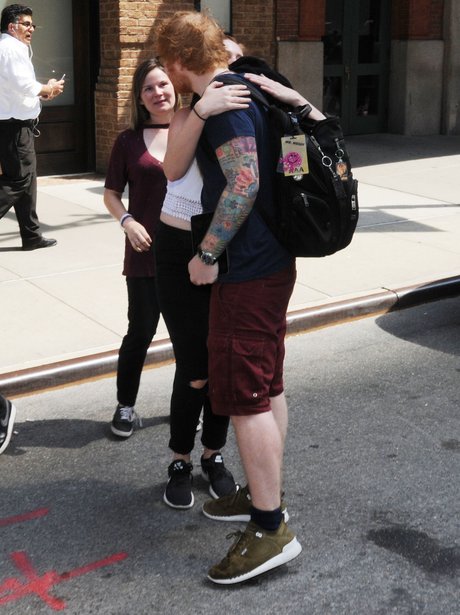 Ed Sheeran meets and greets fans outside of his Ne