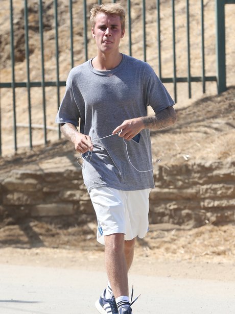 Justin Bieber goes for a hike