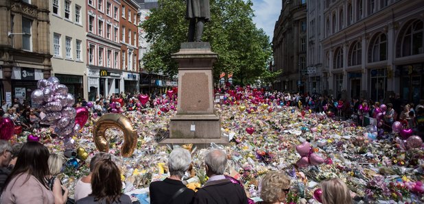 St Ann's Square in Manchester with Tributes