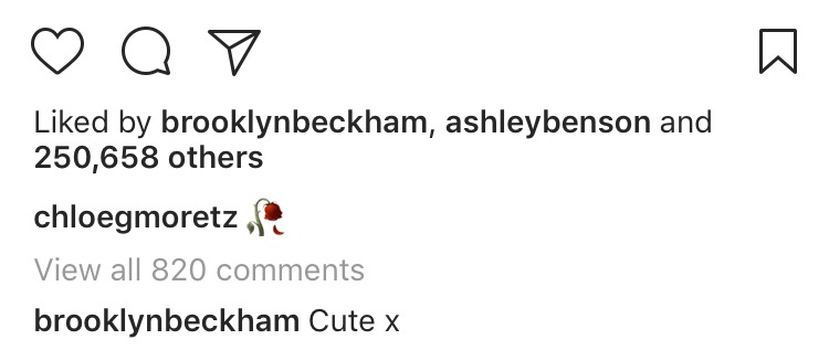 Brooklyn Beckham Liking Chloë's Photo