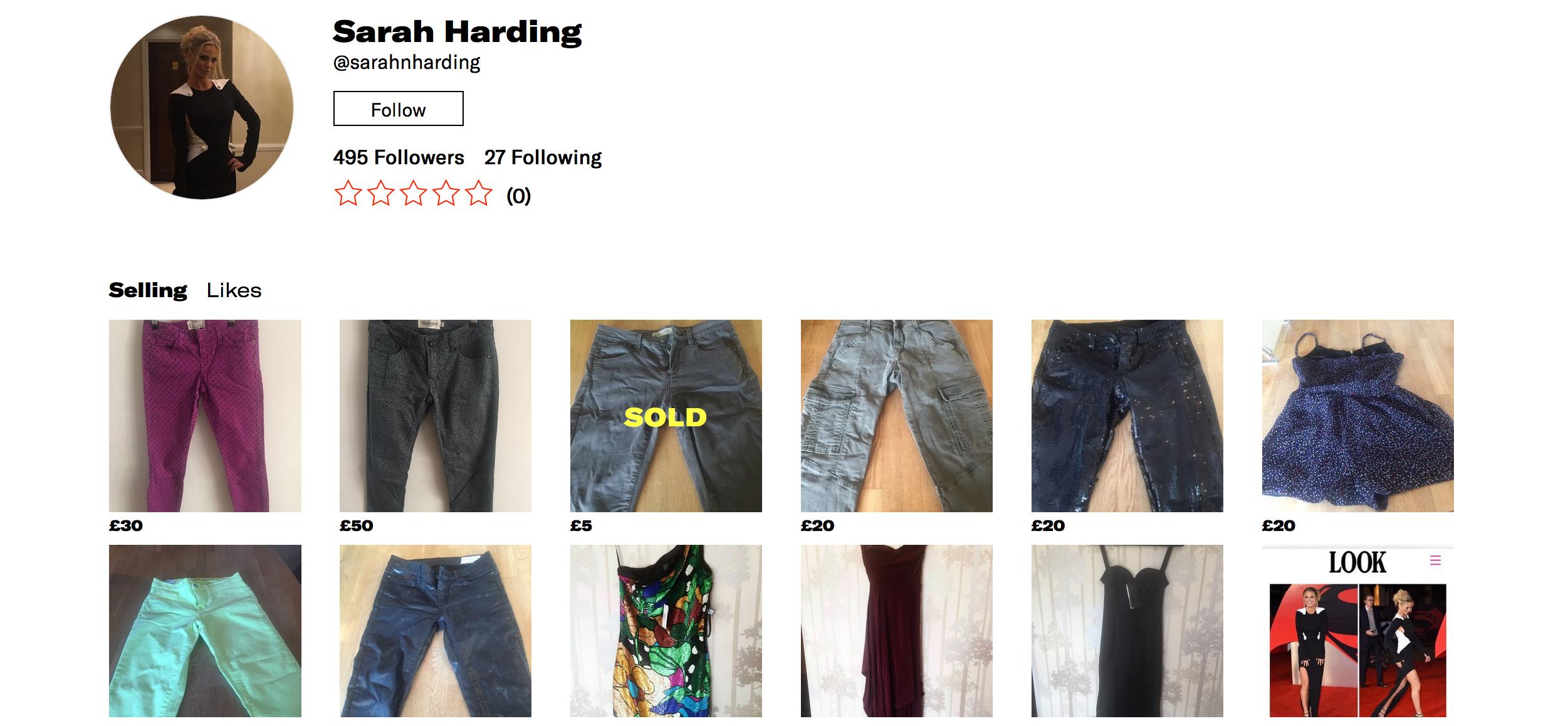 Sarah Harding's Depop