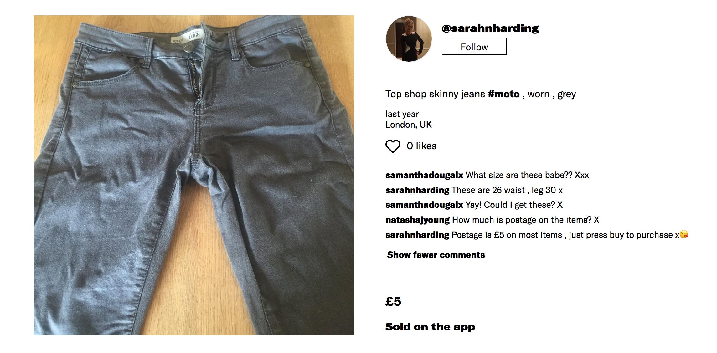 Sarah Harding's Depop