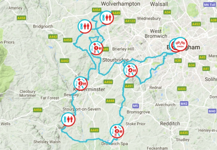 Route for Velo Birmingham