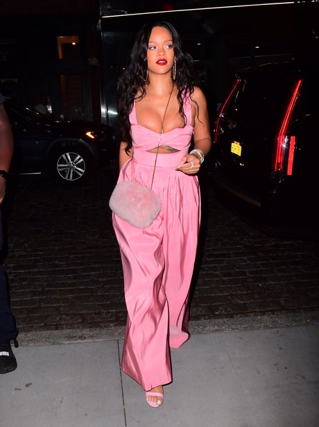 Rihanna sporting a pink co-ord