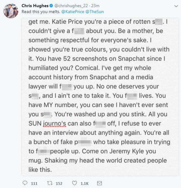 Chris Hughes Katie Price Tweet