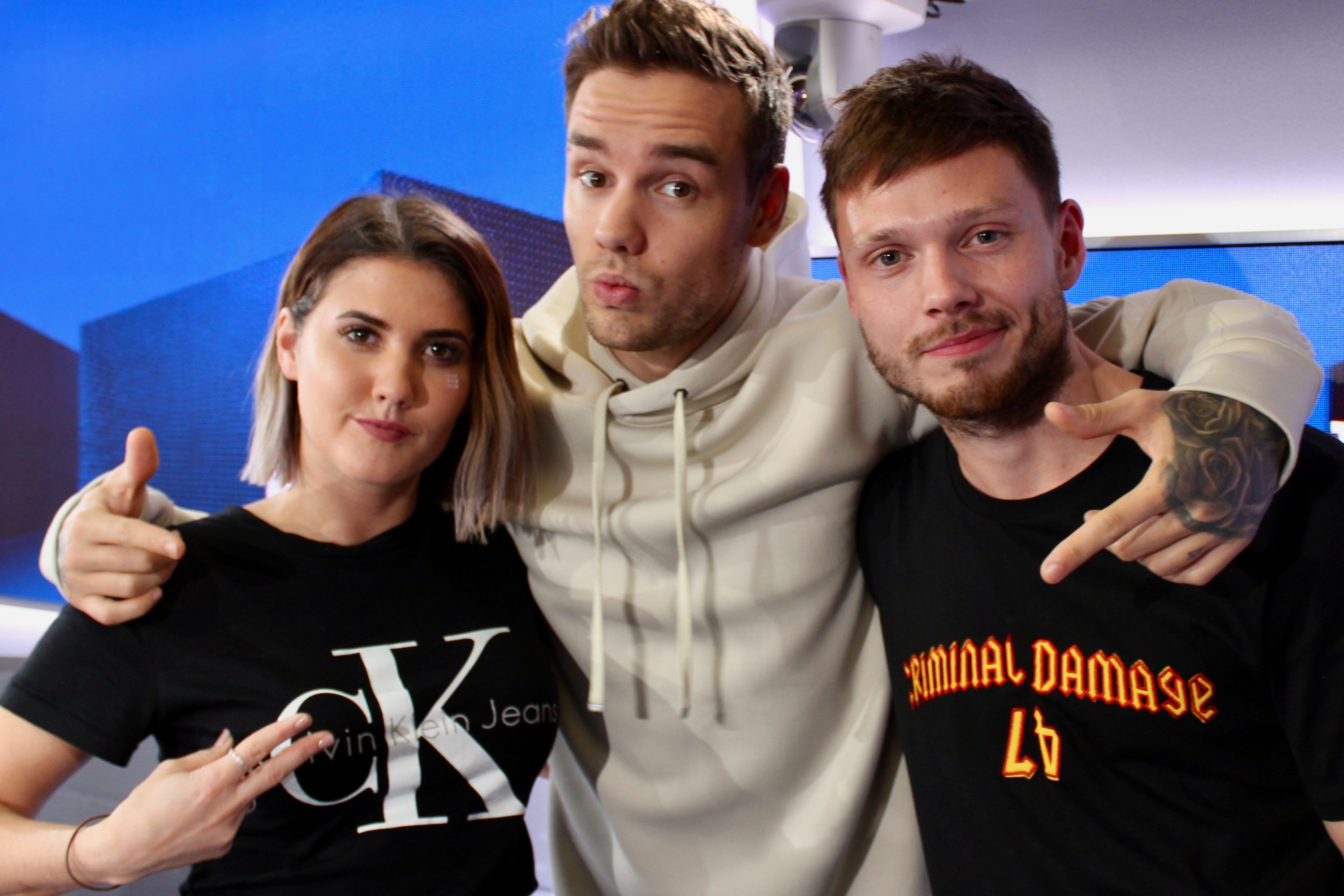 Liam Payne with Will Manning and Aimee Vivian