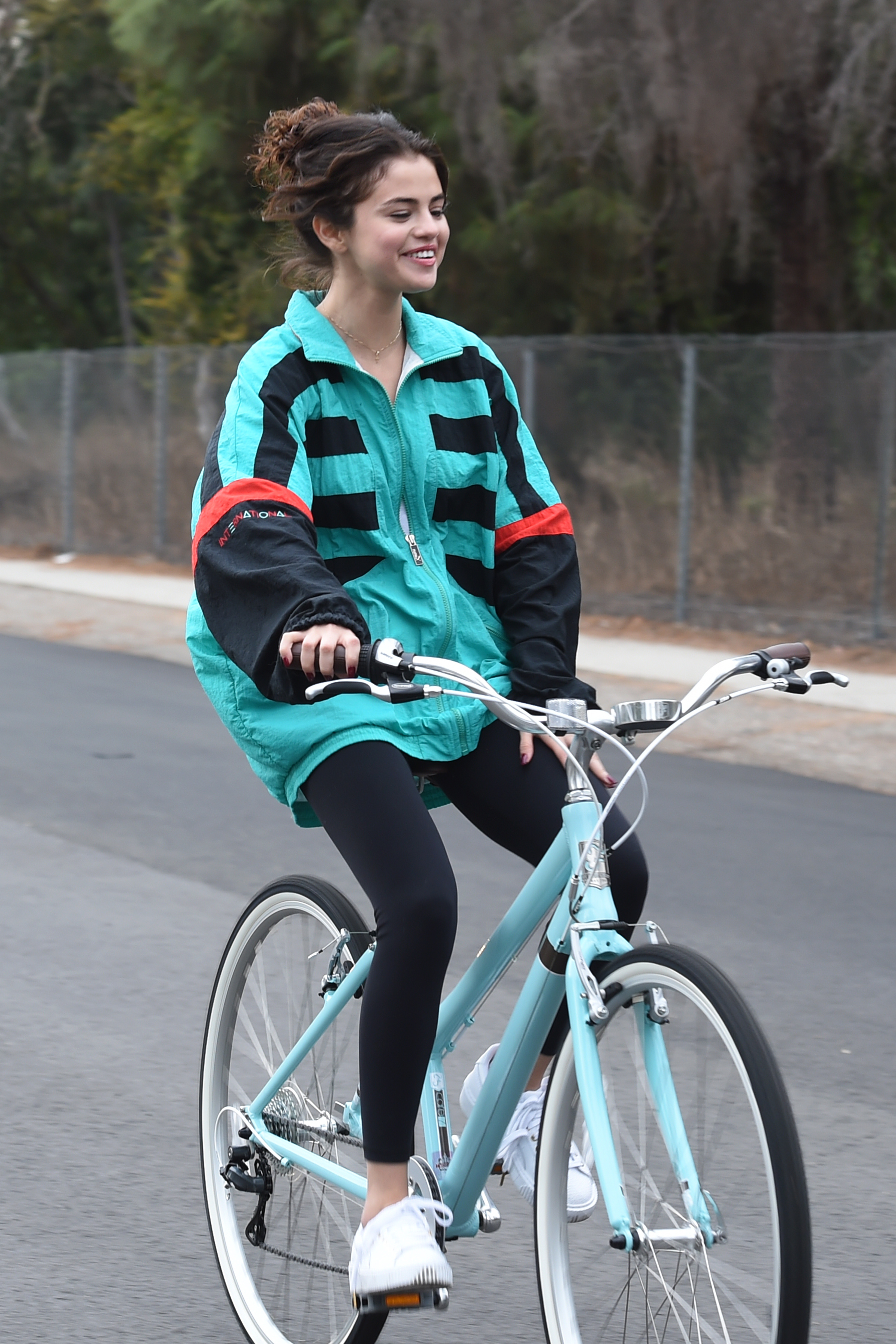 Selena Gomez wearing boyfriends jacket