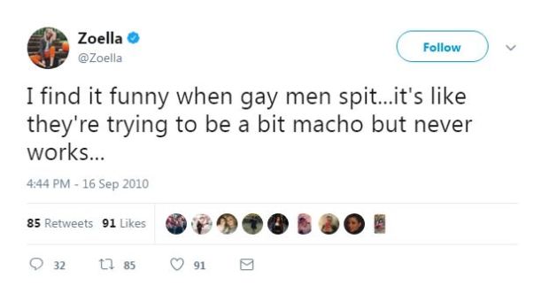 Zoella Homophobic Tweet