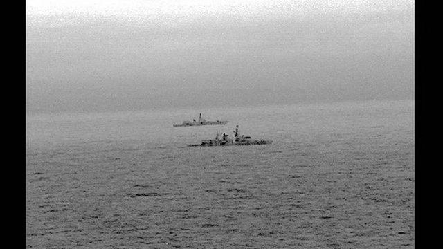 HMS St Albans escorts Russian frigate