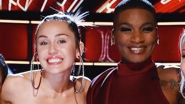 Miley Cyrus and Janice Freeman The Voice