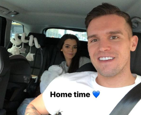 Gaz Beadle and Emma McVey taking baby home