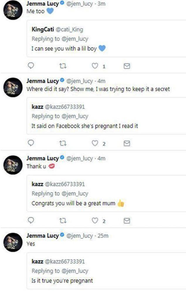 Jemma lucy pregnant tweets 