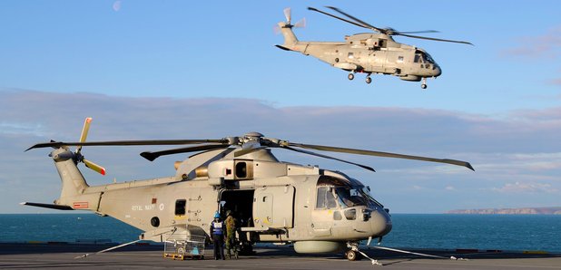 Naval helicopters HMS Queen Elizabeth Portsmouth