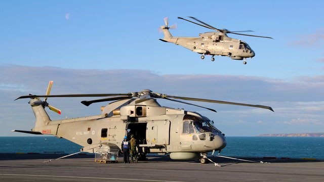 Naval helicopters HMS Queen Elizabeth Portsmouth