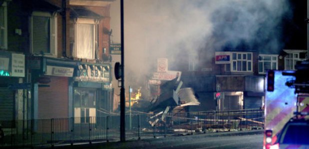 rubble after explosion leicester