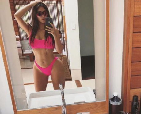 Kim Kardashian Pink Bikini On Holiday