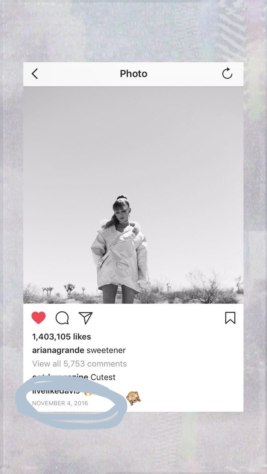 Ariana Grande Album Title On Her Instagram Story