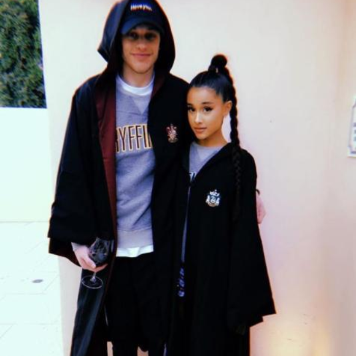 ariana grande pete davidson in harry potter cloaks