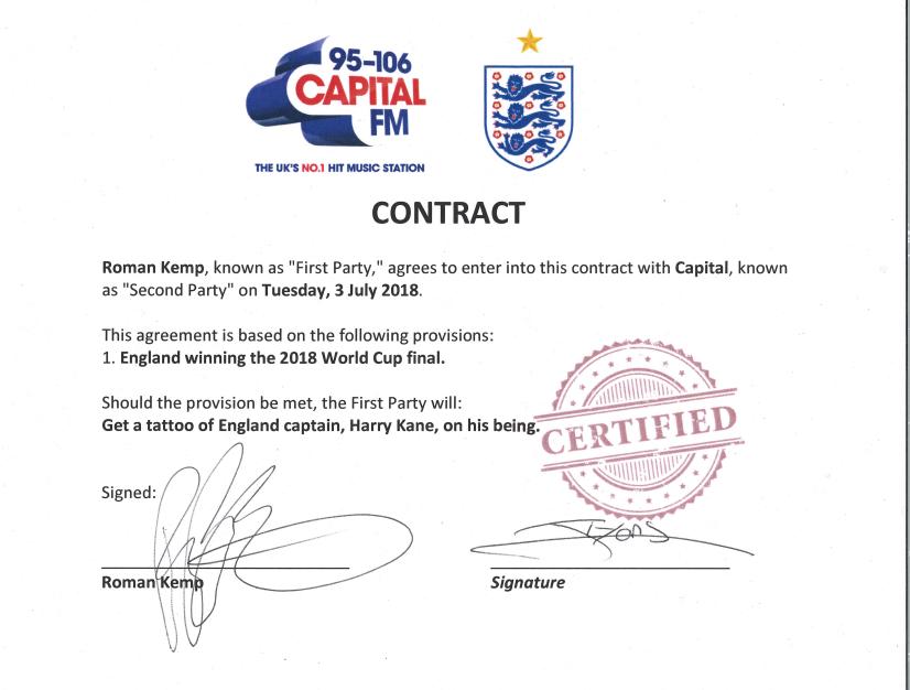 Roman Kemp World Cup Contract