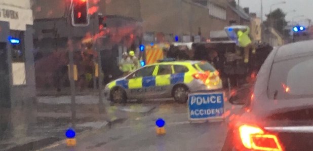 Ambulance flipped West Lothian