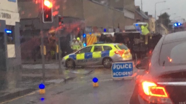 Ambulance flipped West Lothian
