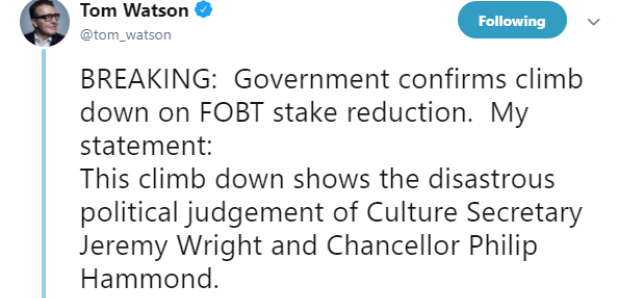 Tom Watson tweets