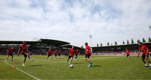 Wales training at the Racecourse in Wrexham