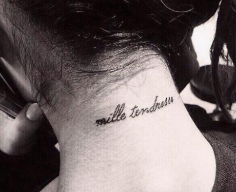 Ariana Grande's Mille Tendresses neck tattoo