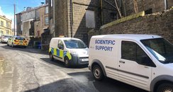 Cordon and police near house in Haslingden