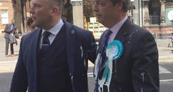 Nigel Farage covered in milkshake