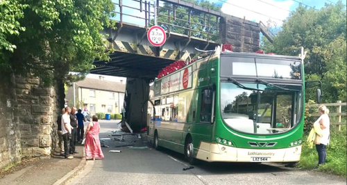 Bus crash into bridge west lothian