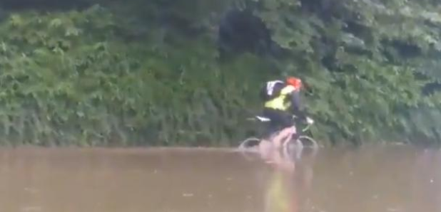 Edinburgh flood cyclist