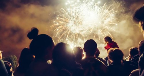 Crowd watching fireworks