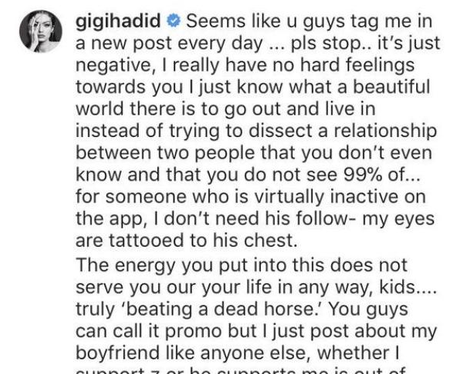 Gigi Hadid claps back at claims her relationship w