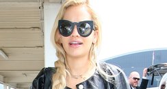 Rita Ora wearing leather